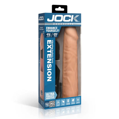 Curve Toys Jock Vibrating Penis Extension Sleeve - White - Realistic and Textured