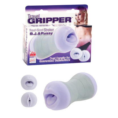 CalExotics Travel Gripper B.J. and Pussy - Dual Ended Masturbator - Gray