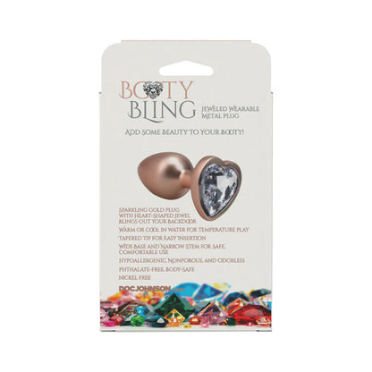 Doc Johnson Booty Bling Metal Heart Plug - Small - Gold - Tapered Tip for Easy Insertion
