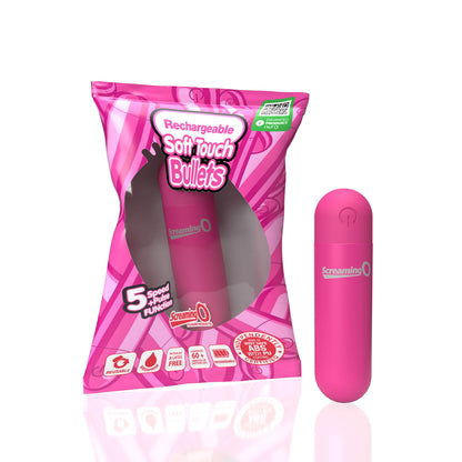 Screaming O Soft Touch Rechargeable Bullet - Pink - Waterproof with 6 Functions