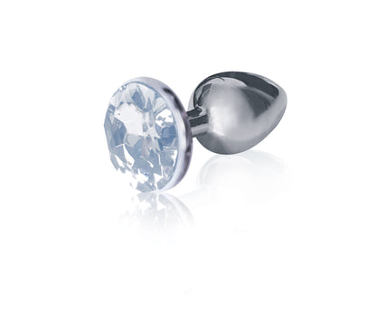 Icon Brands Silver Starter Bejeweled Stainless Steel Butt Plug – Clear Diamond