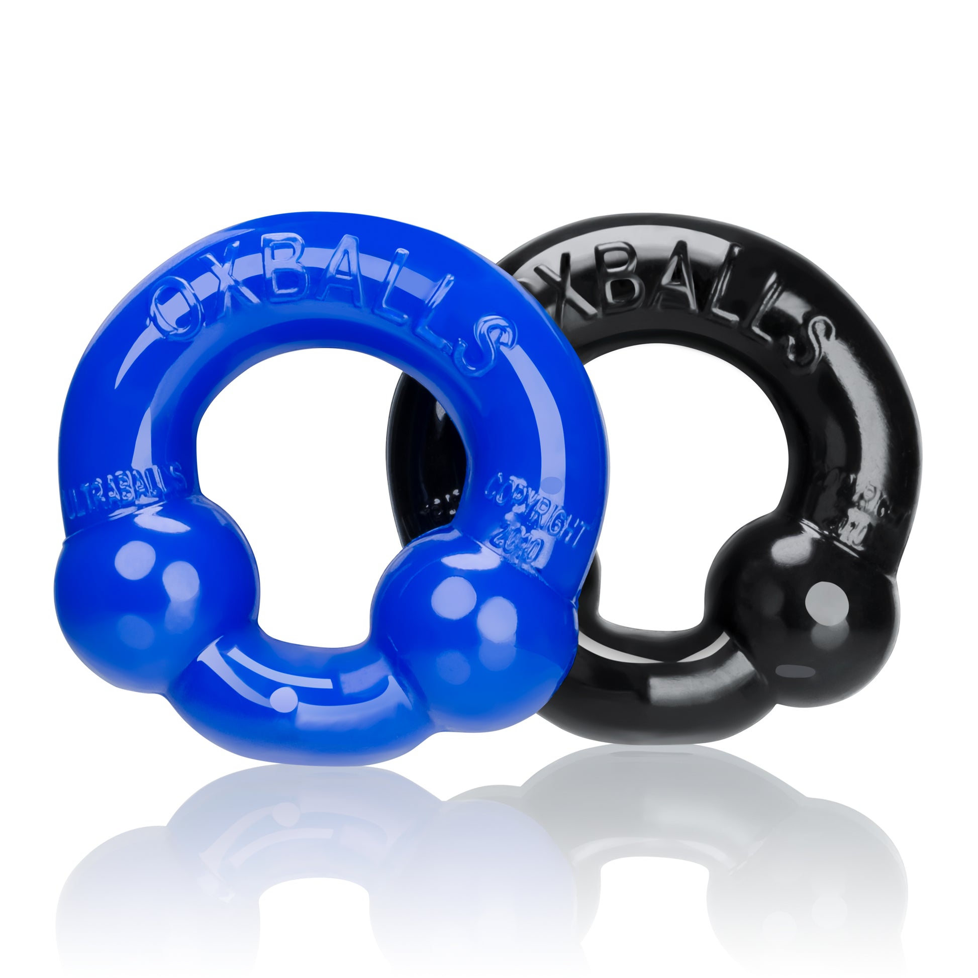 Oxballs Ultraballs 2-Piece Cockring Set - Black & Police Blue