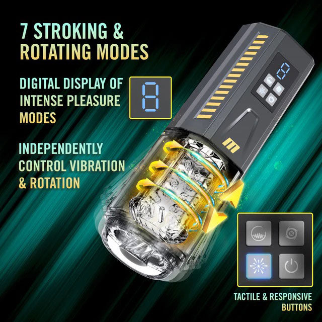 M for Men Spinmaster Pro Automatic Male Masturbator with 7 Vibration Modes – Gray