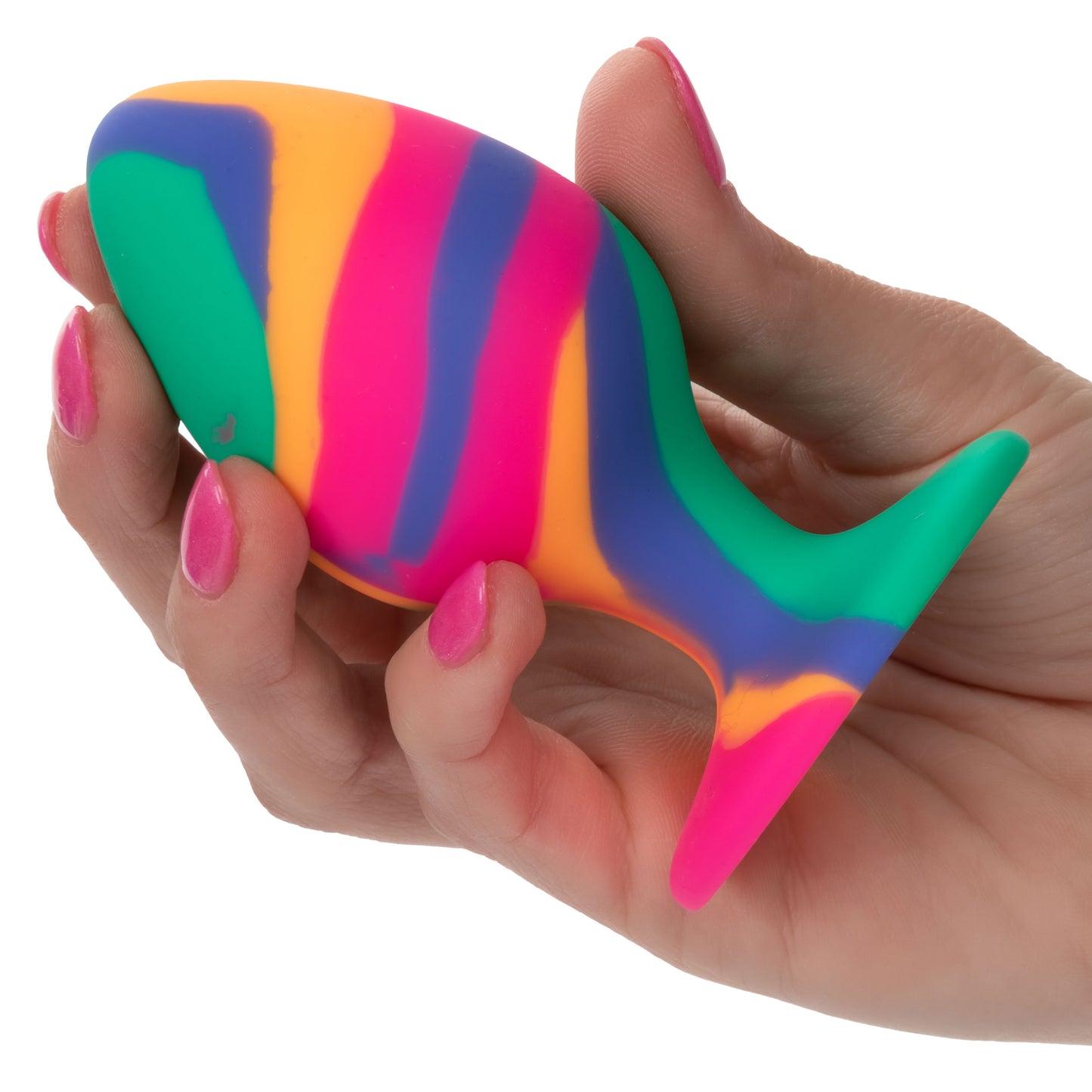 CalExotics Cheeky Large Tie-Dye Plug – Waterproof Silicone Anal Plug with Suction Cup – Multi-Color