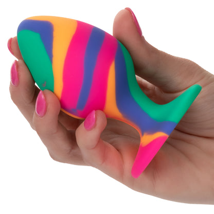 CalExotics Cheeky Large Tie-Dye Plug – Waterproof Silicone Anal Plug with Suction Cup – Multi-Color