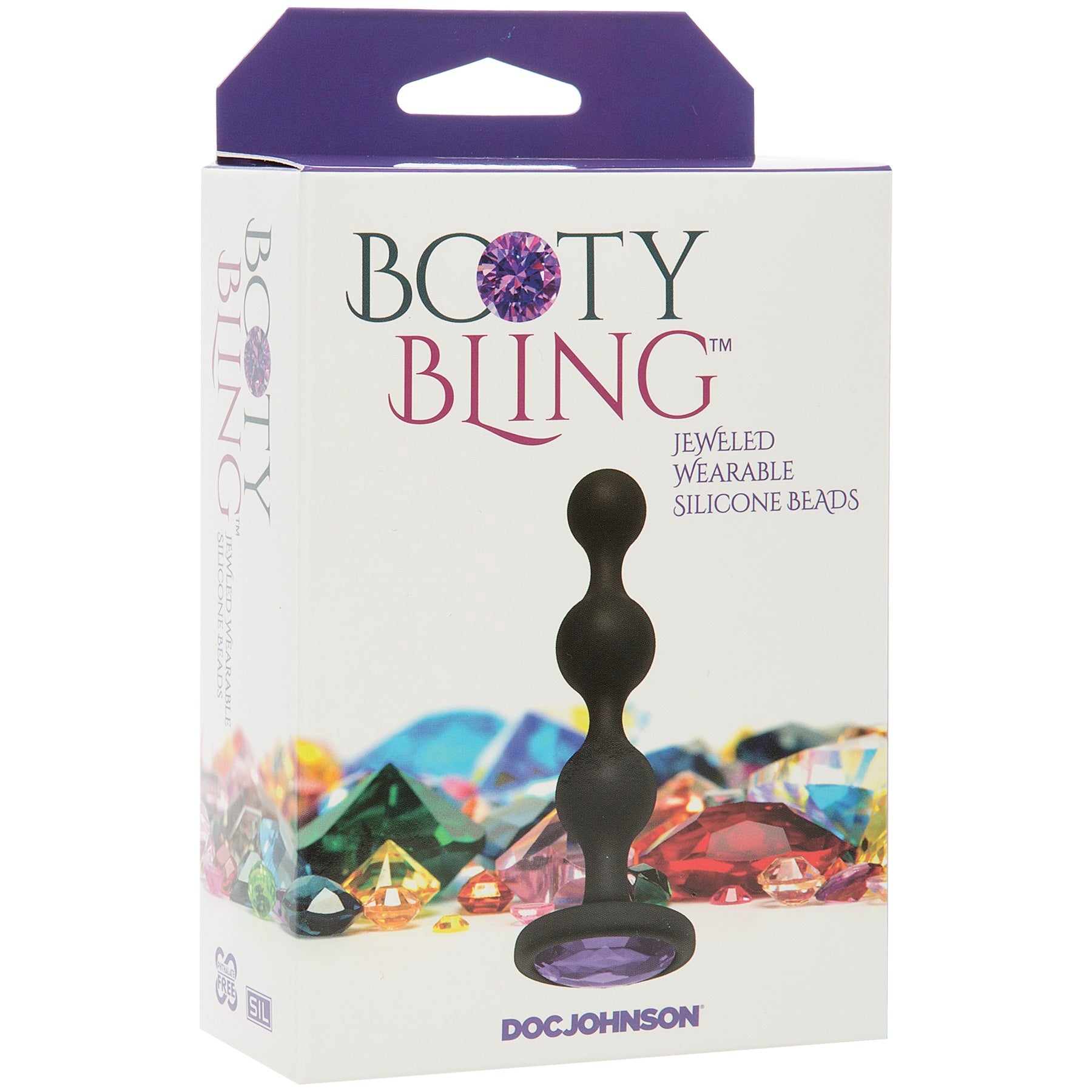 Doc Johnson Booty Bling Wearable Silicone Beads - Purple - Moderate Size
