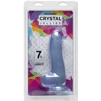 Doc Johnson Crystal Jellies 7.5-Inch Master Cock with Balls - Blue - Suction Cup Base