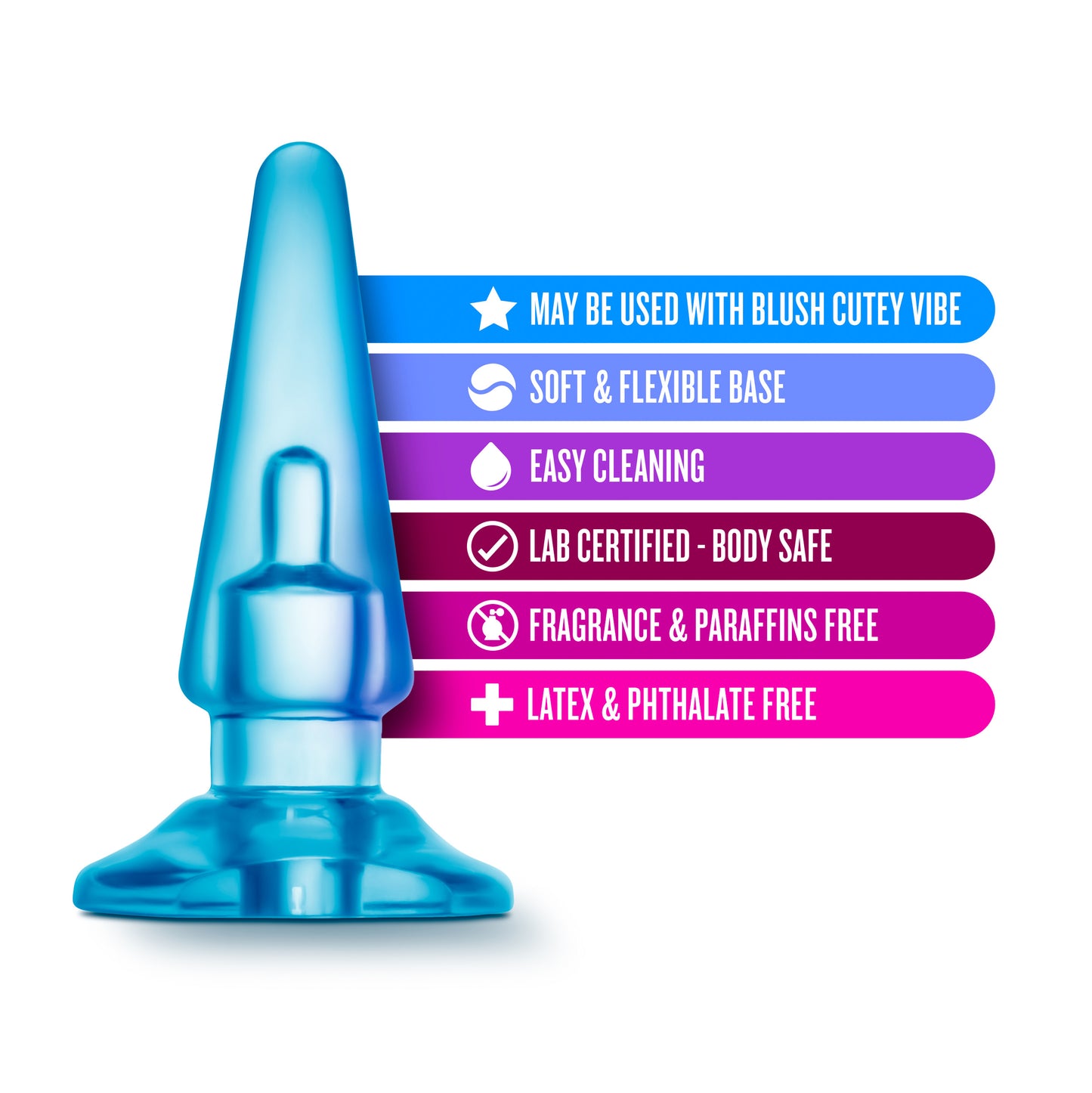 Blush Novelties Basic Anal Plug – Tapered Design – Blue
