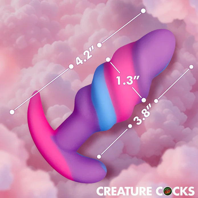 XR Brands Unicorn Swirl Silicone Butt Plug – Multi-Color – Body-Safe Design