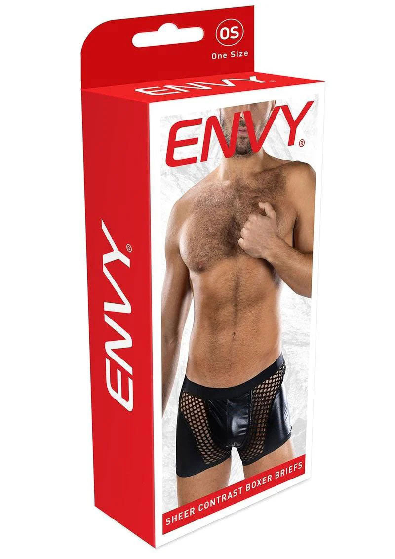 Envy Menswear Sheer Contrast Boxer Briefs - Black - One Size