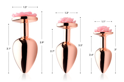 XR Brands Pink Rose Gold Anal Plug - Small - Nickel-Free Aluminum - Temperature Play