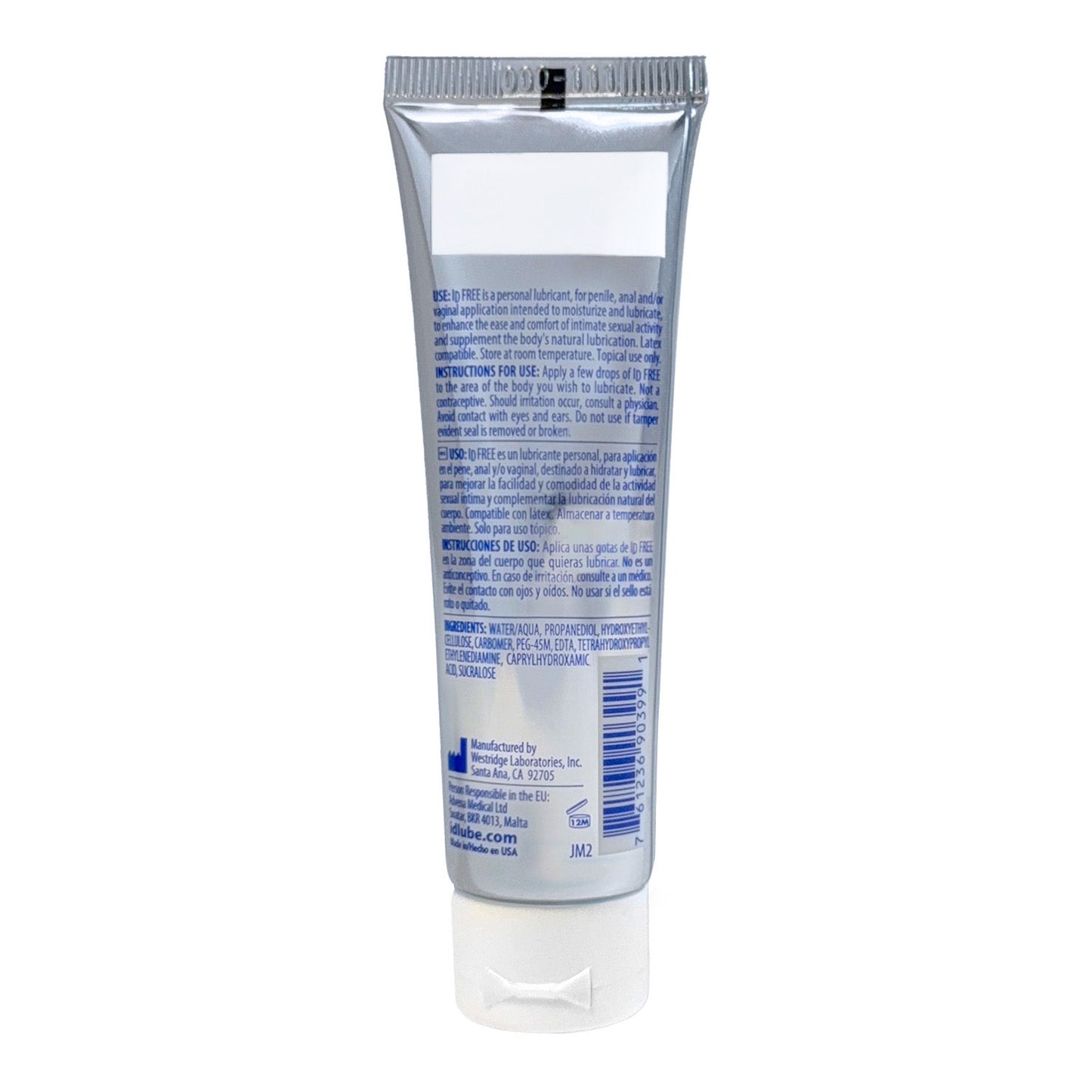 ID Free 1oz Tube – Water-Based Personal Lubricant – Fragrance-Free
