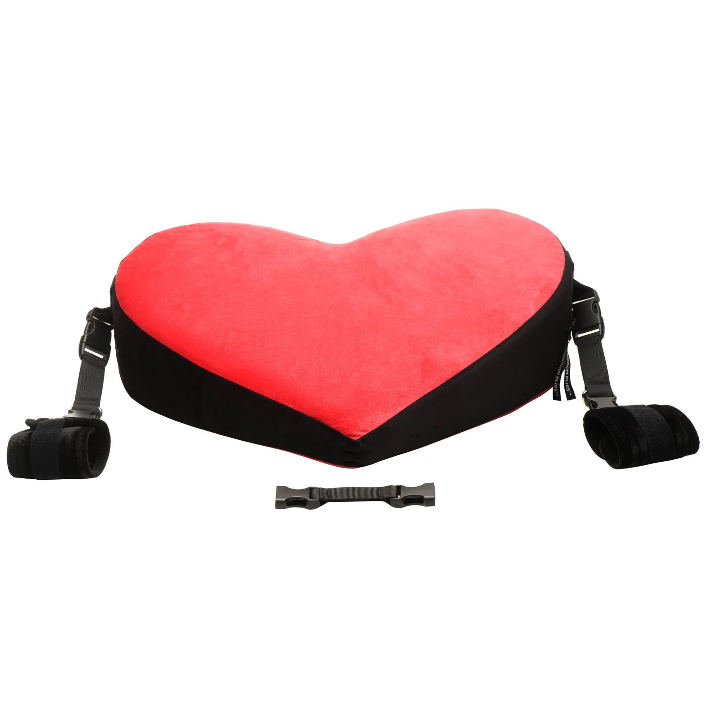 Bondage Love Pillow - Heart-Shaped Positioning Pillow with Clips - Black/Red