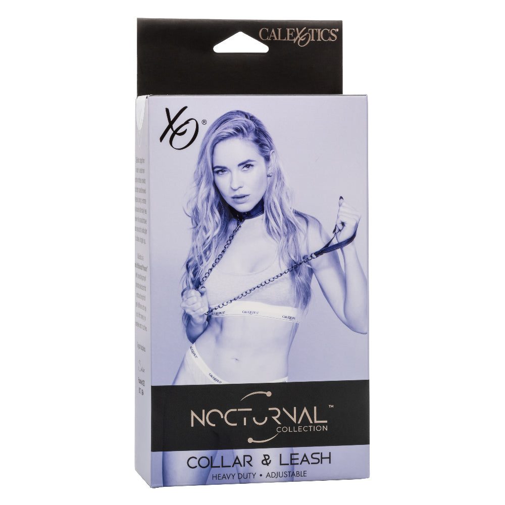 CalExotics Nocturnal Collection Collar and Leash - Adjustable Black Set
