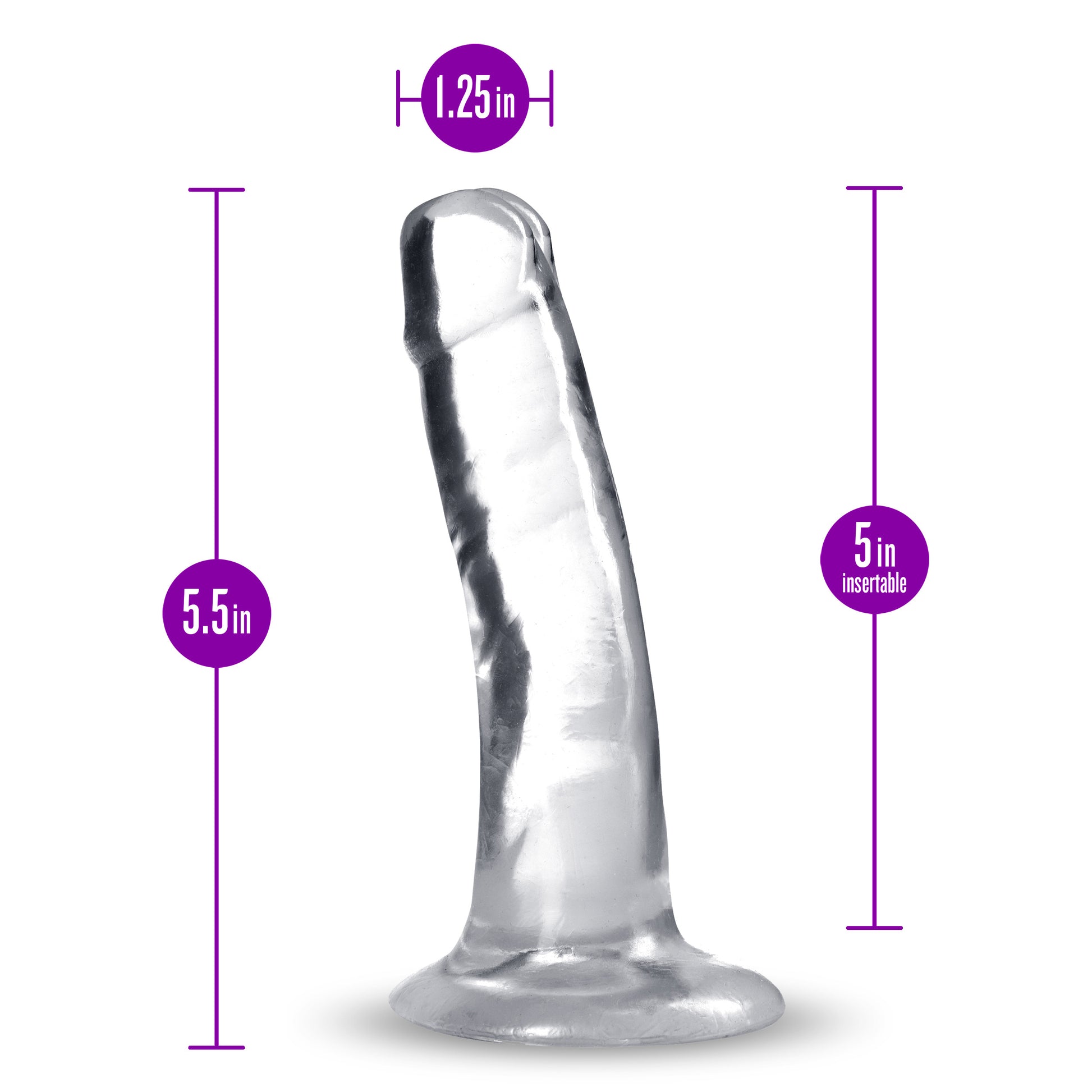 B Yours Plus Hard N Happy Dildo - Clear - Soft Feel with Suction Cup Base