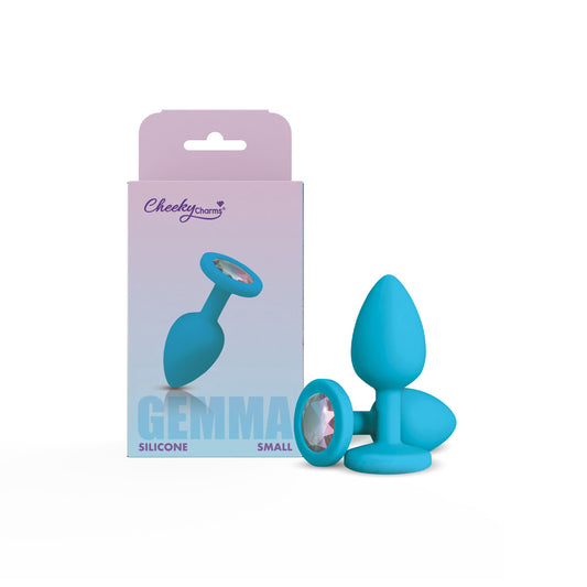 Gemma Clear Iridescent Gem Teal Silicone Anal Plug - Small