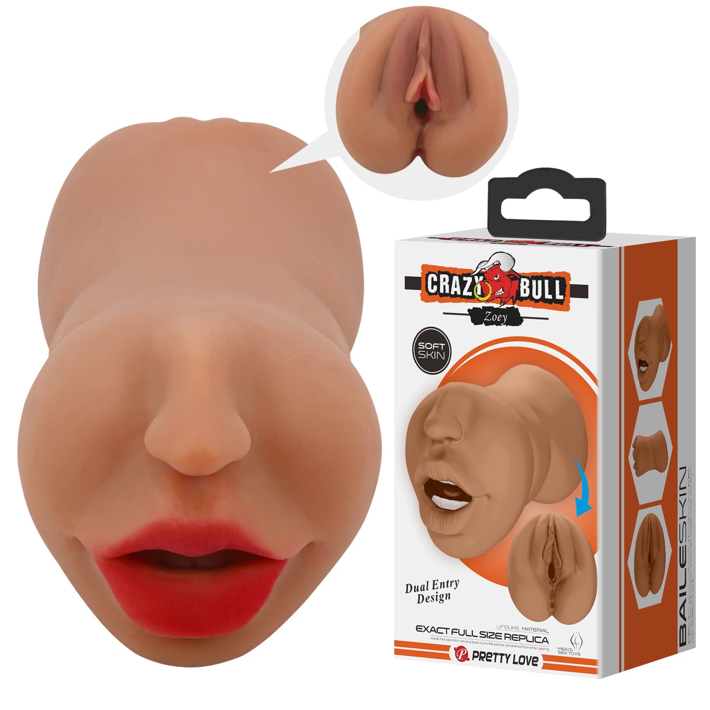 Pretty Love Zoey Mouth Masturbator Sleeve - Realistic Design - Brown