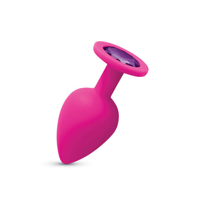 Gemma Purple Gem Pink Silicone Plug - Large - Tapered Teardrop Shaped with Flared Base