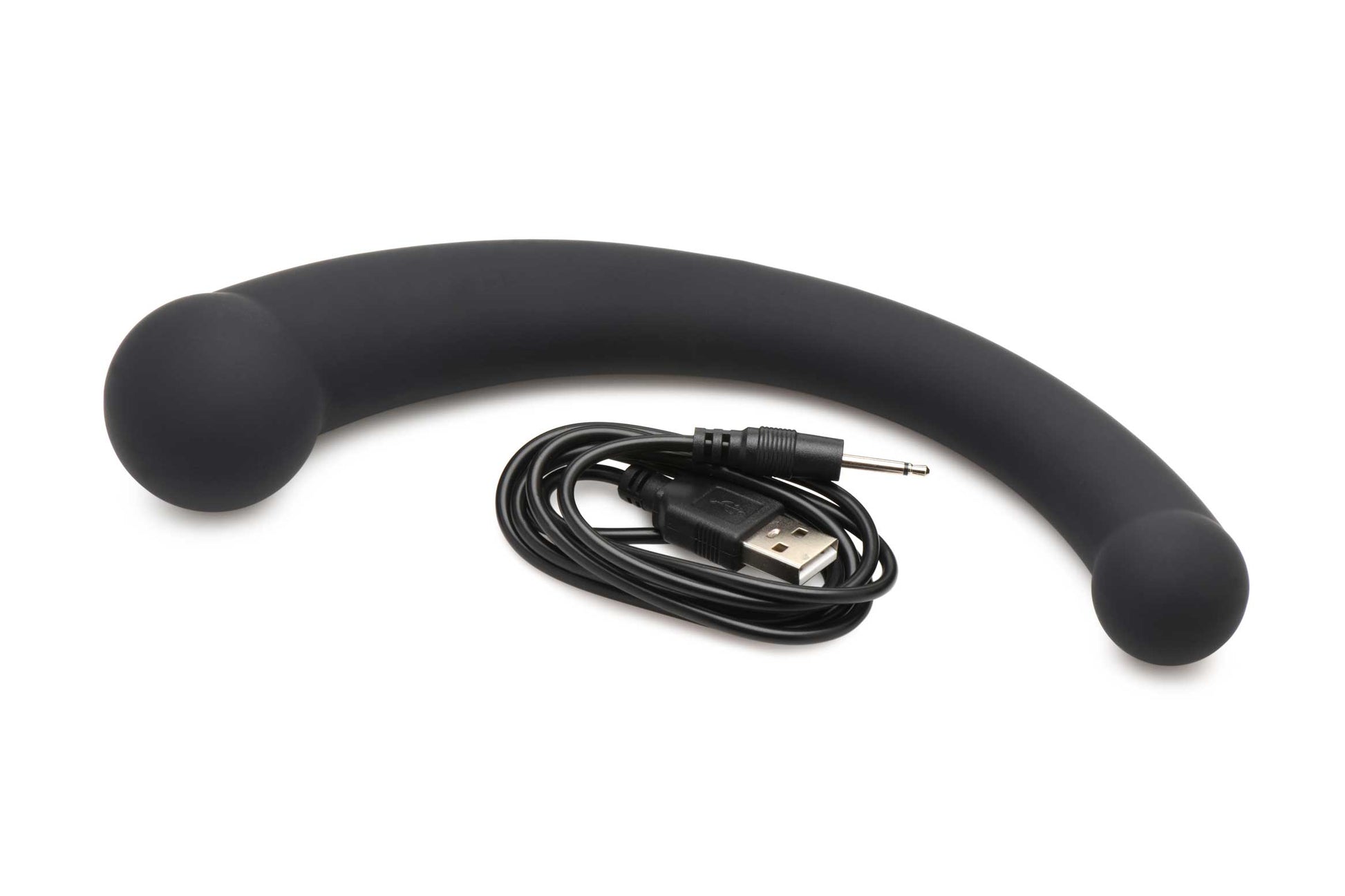 XR Brands 10x Vibra-Crescent Dual Ended Dildo with Powerful Vibration - Black