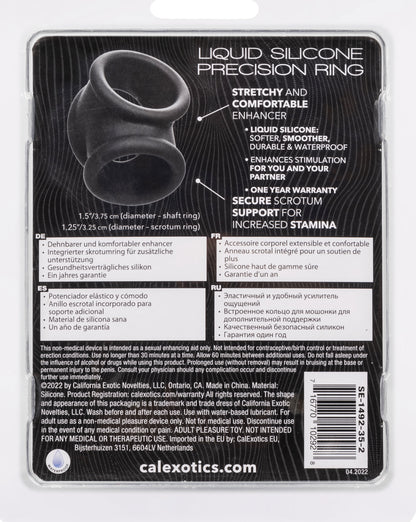 CalExotics Alpha Liquid Silicone Precision Ring - Gray - Ultra-Stretchy Cock Ring with Scrotum Support