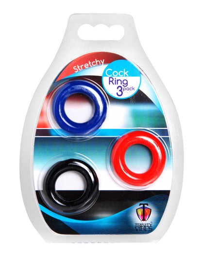 XR Brands Stretchy Cock Ring Set – Multi-Color – 3 Pack