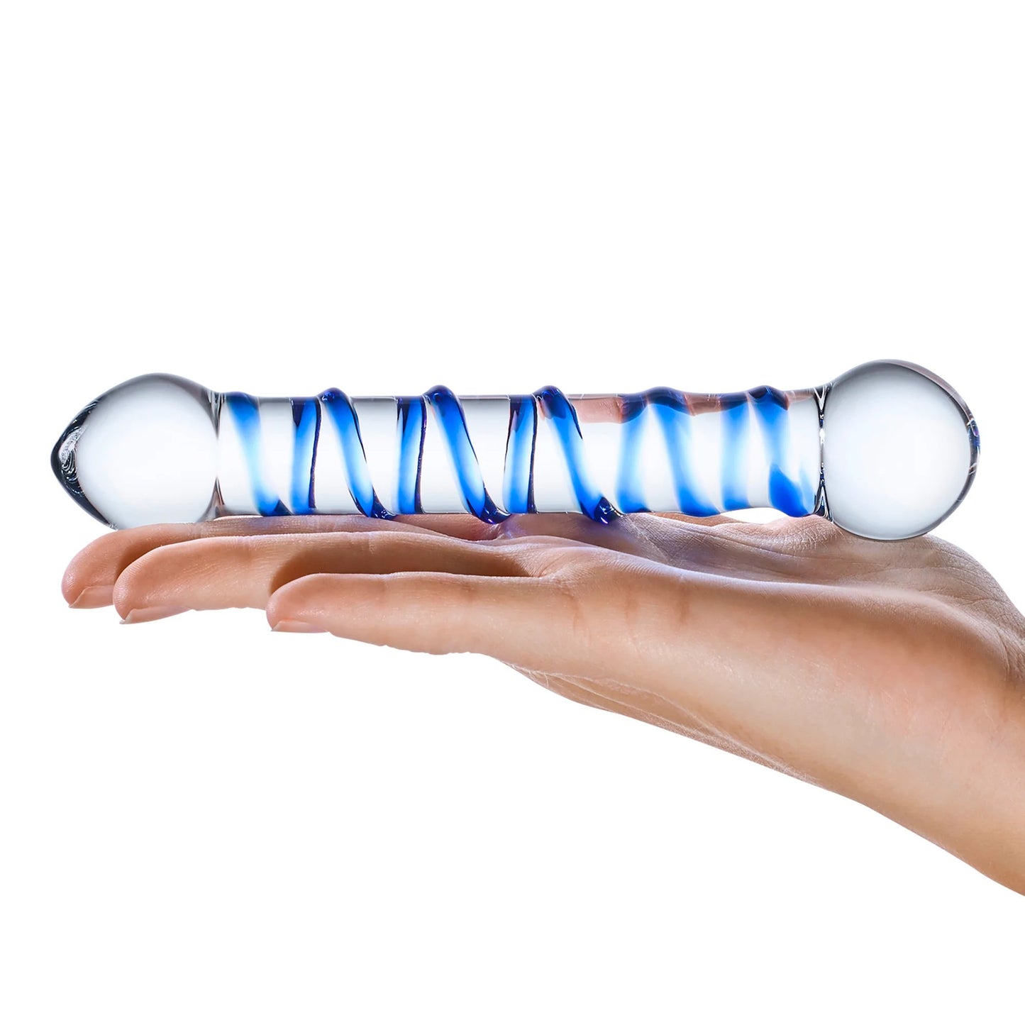 Electric Novelties 6.5 Inch Spiral Dildo – Blue – Borosilicate Glass