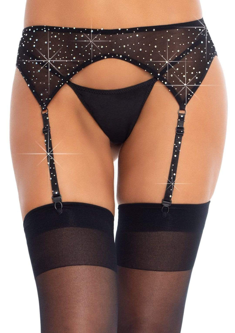 Leg Avenue Rhinestone Garter Belt – One Size – Black