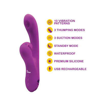 Zazzle Clitoral Suction/Thumping Rabbit - G-Spot Vibrator - Berry