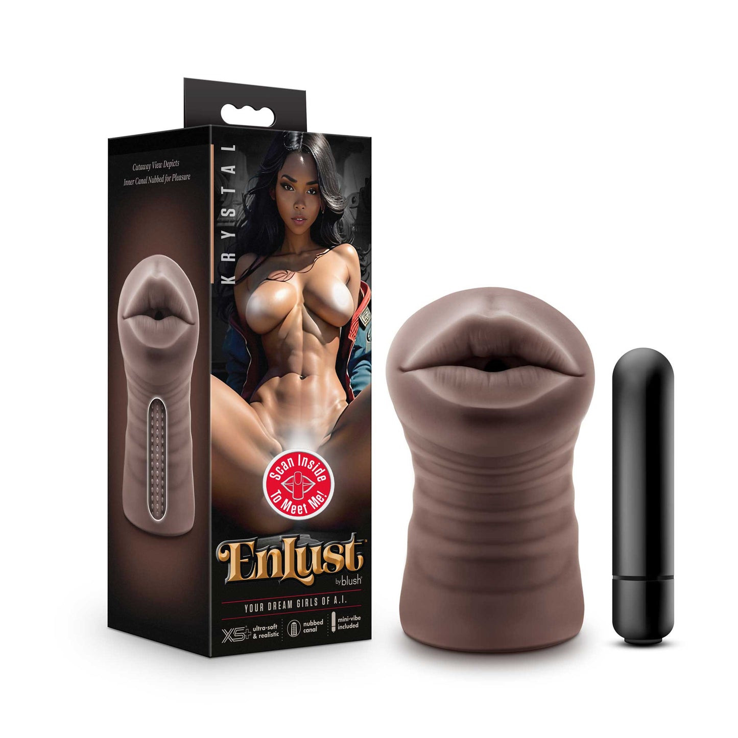 Enlust Krystal Vibrating Stroker - Brown - Open Ended Design