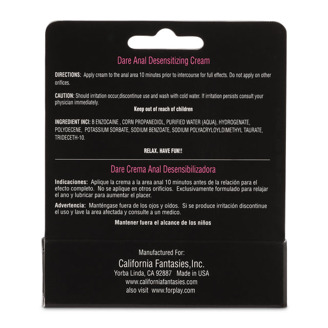 Dare Anal Desensitizing Cream – 0.5 Oz