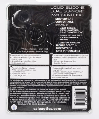 CalExotics Alpha Liquid Silicone Dual Support Magnum Ring – Black