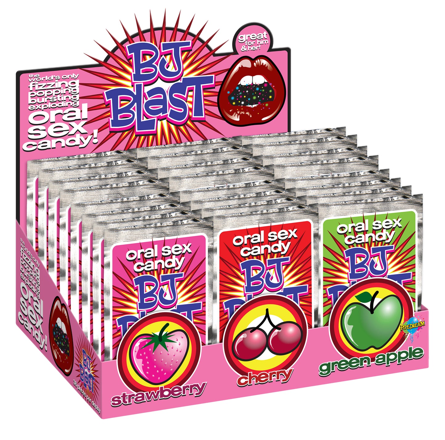 Pipedream Bj Blast Oral Sex Candy Display - 36 Pieces, Multi Color