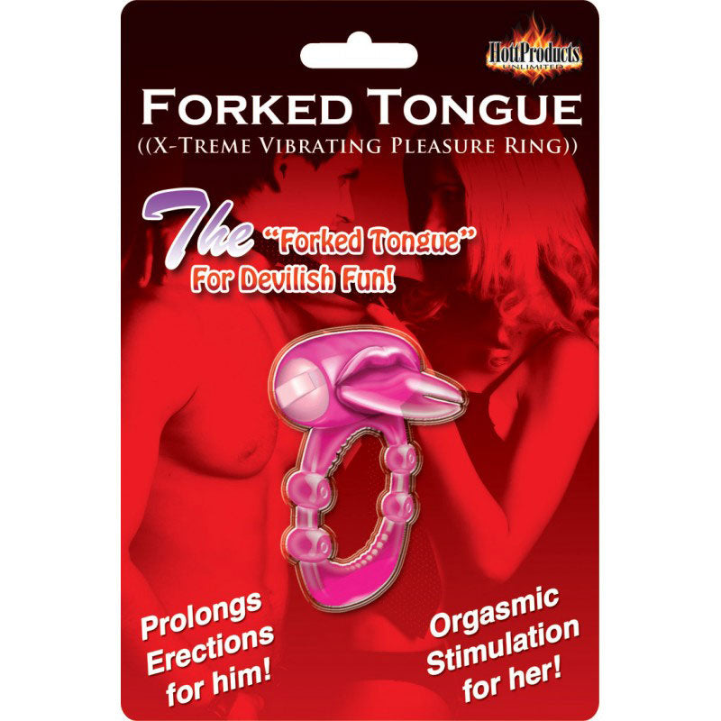Xtreme Vibes Forked Tongue Vibrating Cockring - Magenta