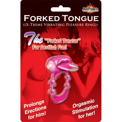 Xtreme Vibes Forked Tongue Vibrating Cockring - Magenta