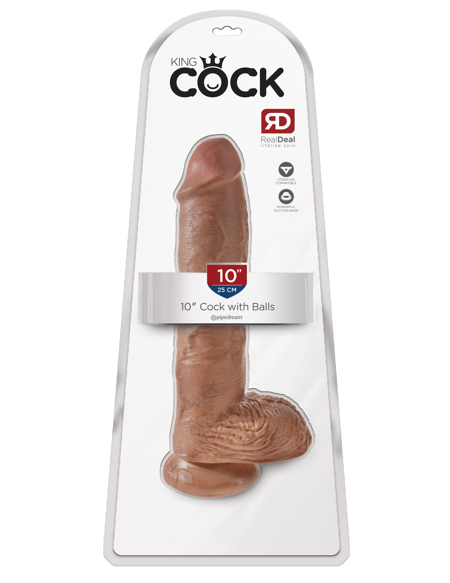 King Cock 10 Inch Dildo with Balls - Tan - Realistic, Waterproof, Suction Cup Base