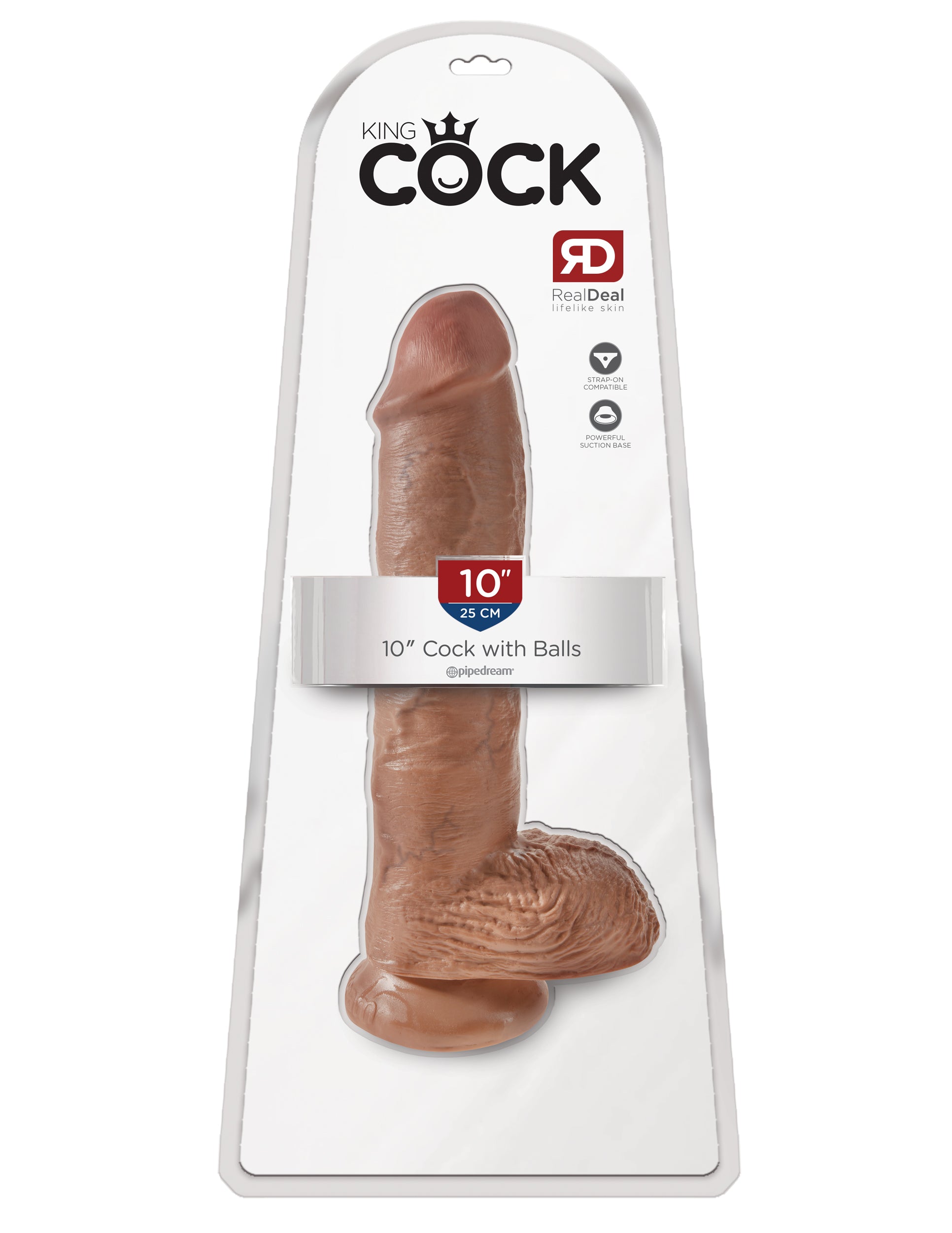 King Cock 10 Inch Dildo with Balls - Tan - Realistic, Waterproof, Suction Cup Base