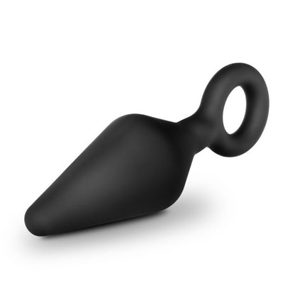 Anal Adventures Platinum Silicone Loop Plug - Small - Black - Tapered Design for Easy Insertion
