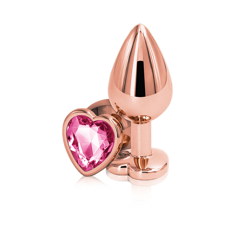 Rear Assets Rose Gold Heart Medium Anal Toy - Pink