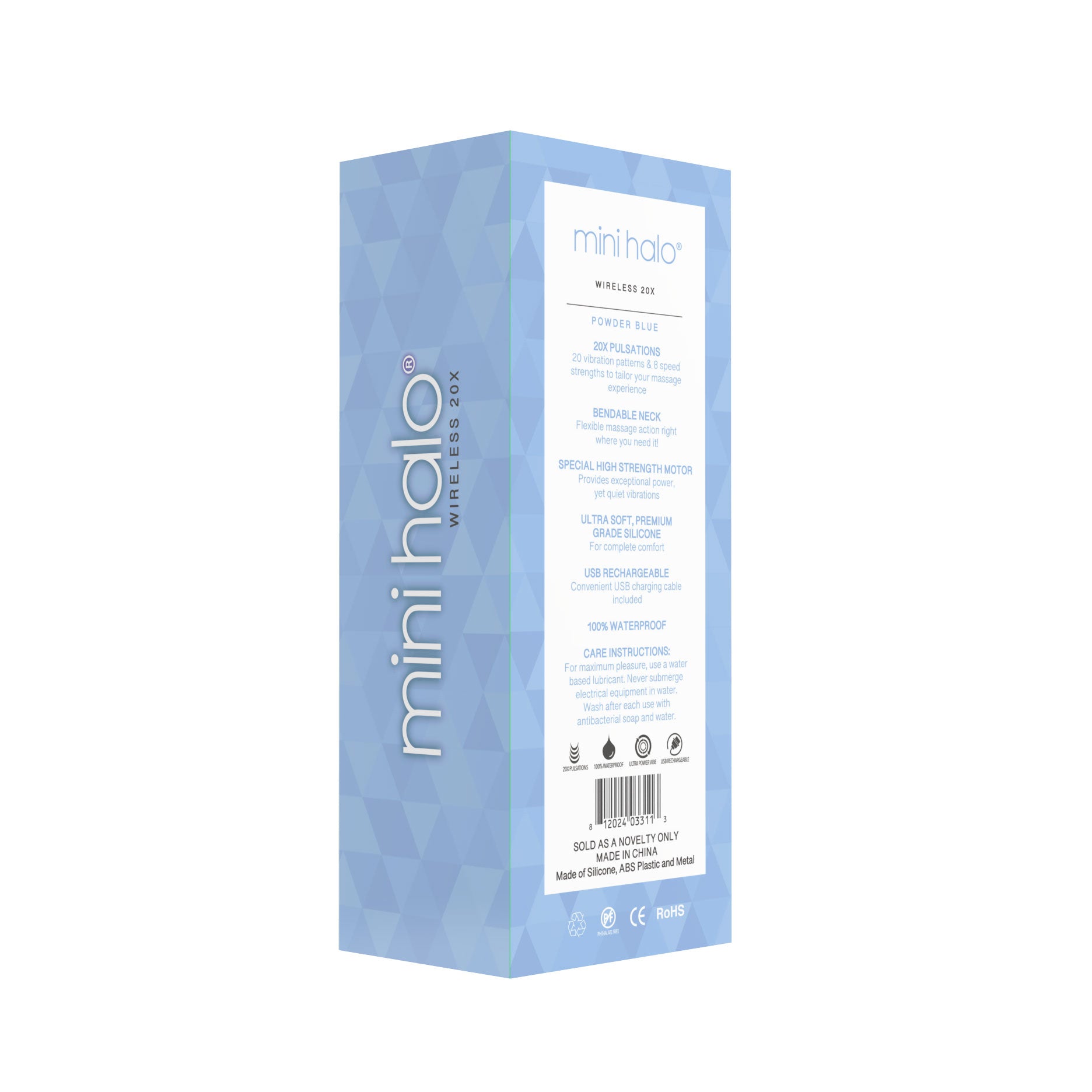 Viben Mini Halo Vibrator – Powerful Multi-Function Massager in Powder Blue