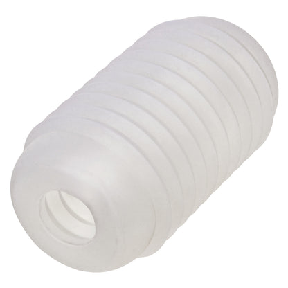 CalExotics Pop Sock Ribbed Stroker - Clear - Reversible Design with Ribbed Texture