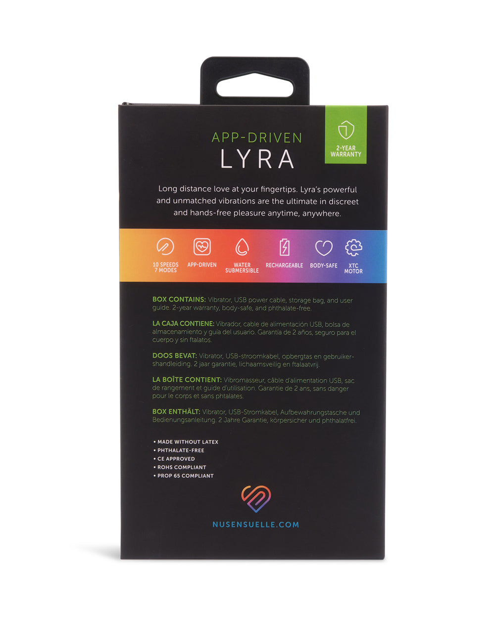 Nu Sensuelle Lyra Panty Vibe - Rechargeable App-Driven Vibrator - Black