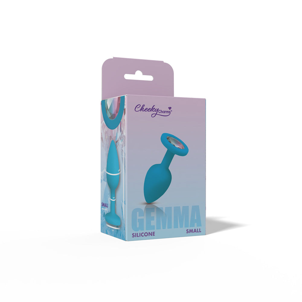Gemma Clear Iridescent Gem Teal Silicone Anal Plug - Small