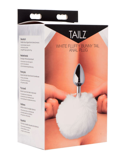 XR Brands White Fluffy Bunny Tail Anal Plug – Tapered Design for Comfort