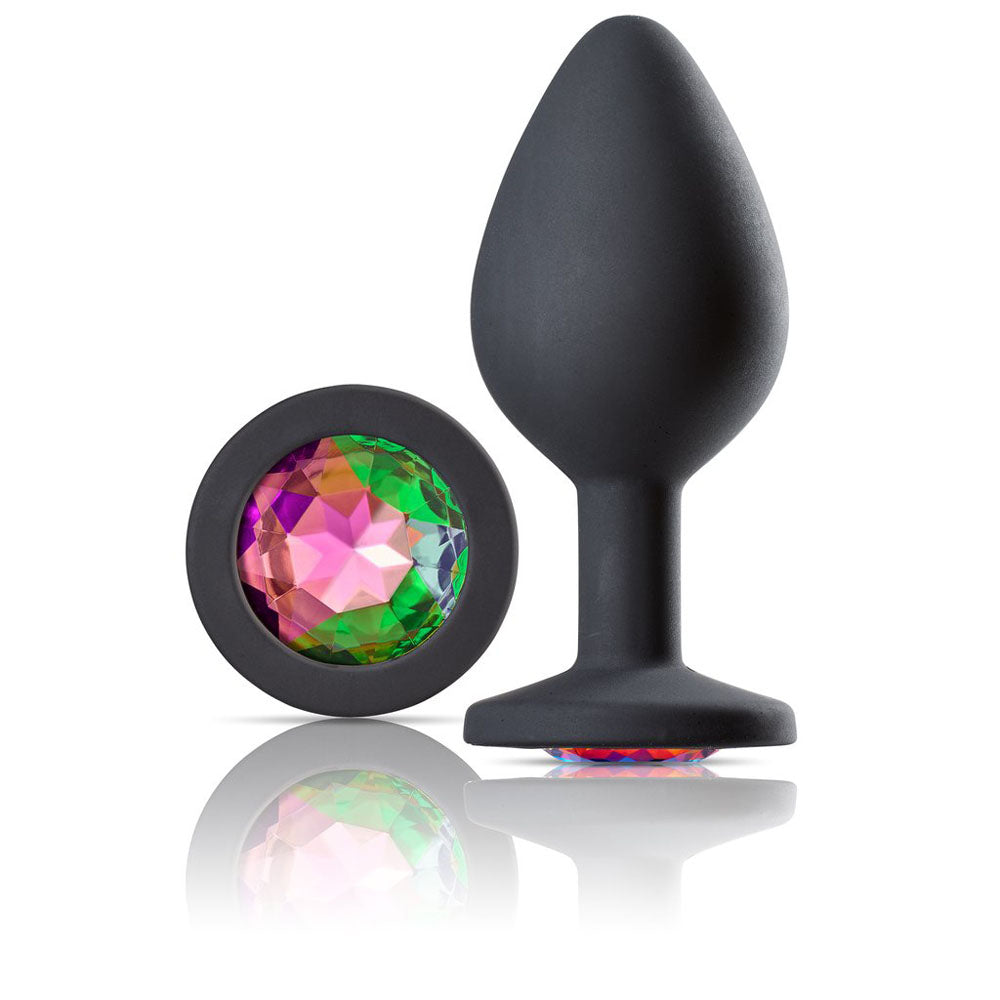 Cloud 9 Jeweled Silicone Anal Plug - Medium - Black