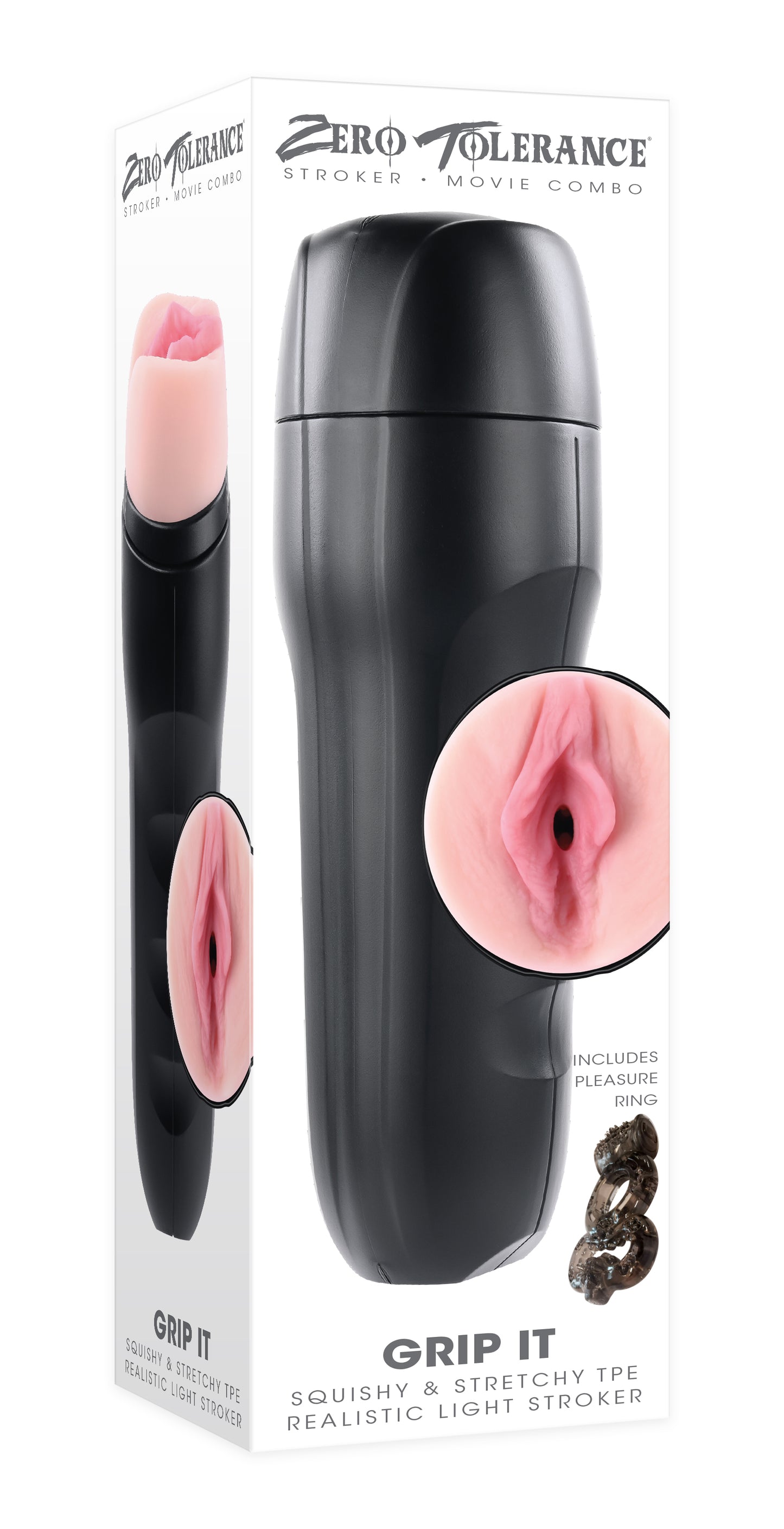 Evolved Novelties Grip It Light Canister Stroker with Vibrating C-Ring – Pink