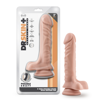 Dr. Skin Plus 9 Inch Posable Dildo with Suction Cup - Vanilla