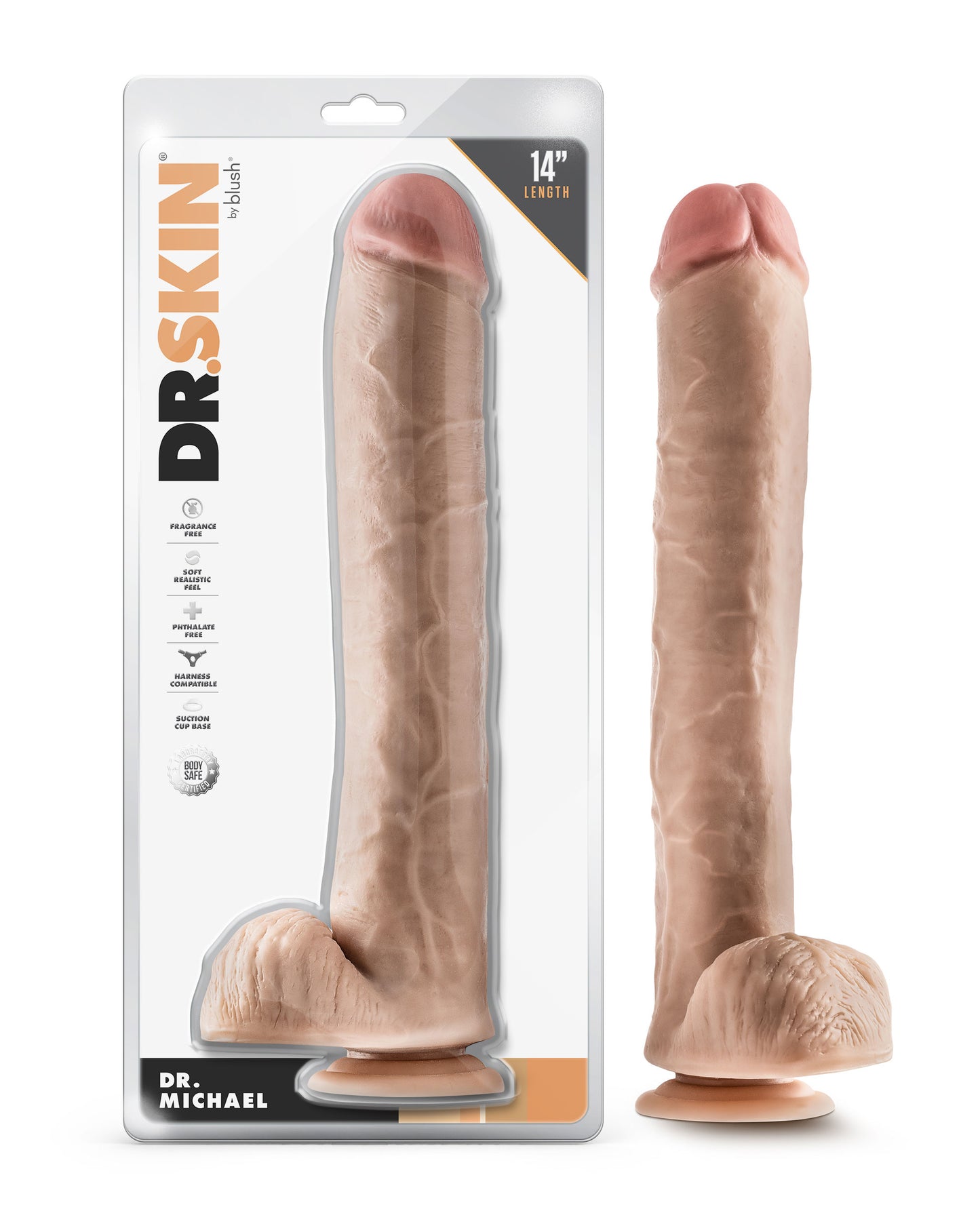 Dr. Skin Dr. Michael 14 Inch Dildo with Balls - Beige
