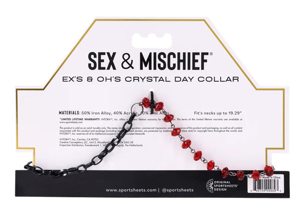 eX's and Oh's Crystal Day Collar – Ruby Red Crystals with Black Chain