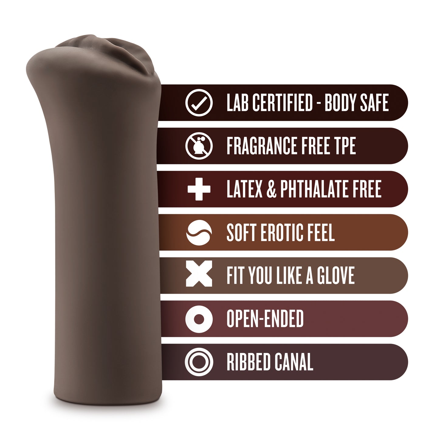Blush Nicole's Kitty Stretchy Male Stroker with Ribbed Canal - Brown