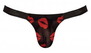 Kiss Me Micro Thong V - Small/Medium - Sheer Lips - Multi Color